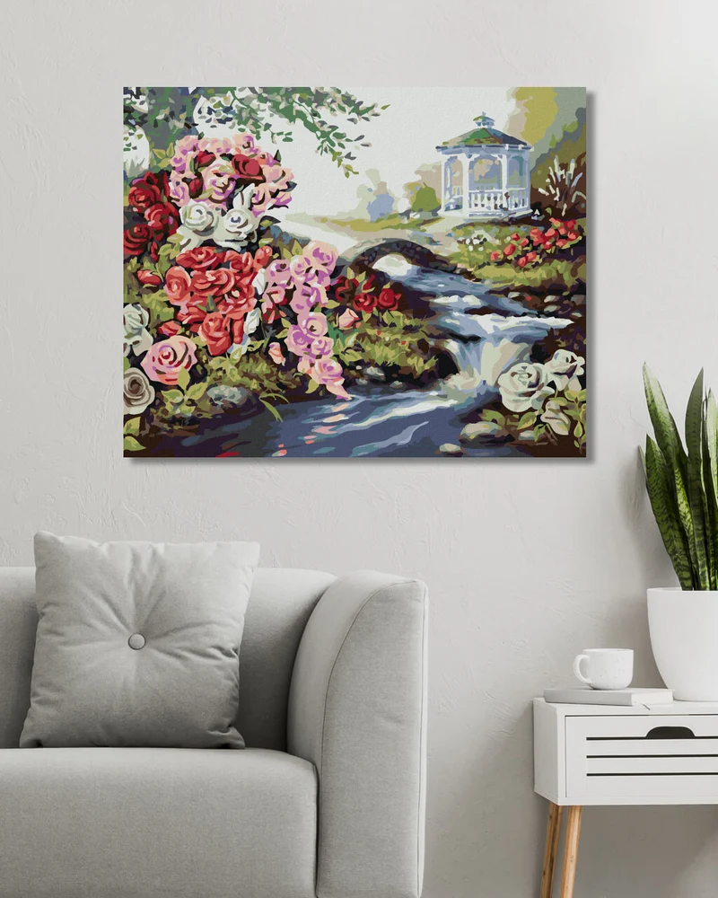 Diamond painting - ROSE AM BACH UND EIN PAVILLON (D. RUSTY RUST)