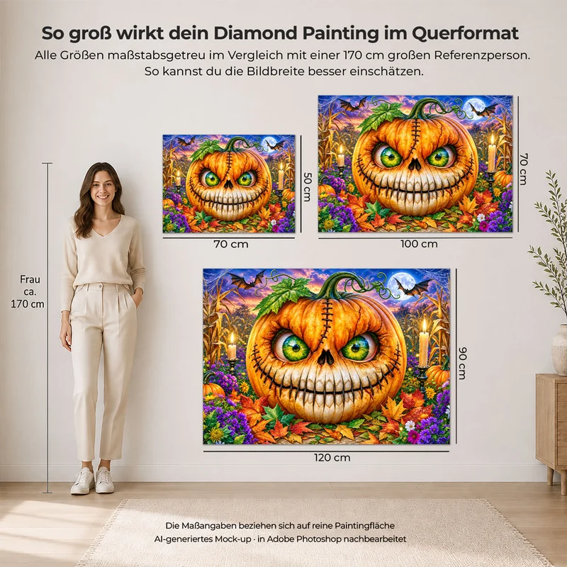 5D Diamond Painting – Kürbisgrinsen im Halloween-Zaubergarten
