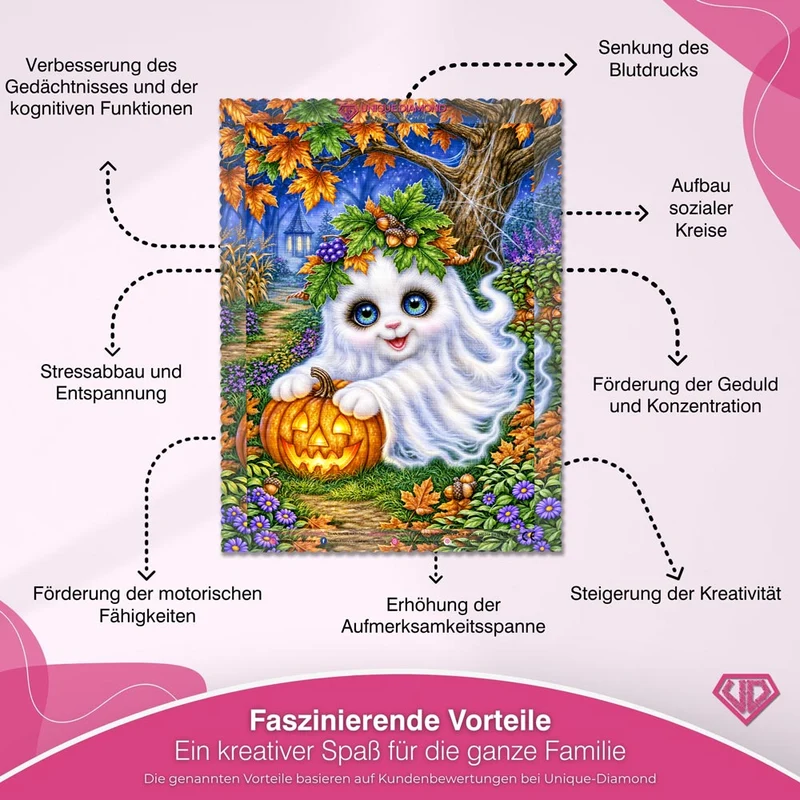5D Diamond Painting – Kleiner Herbstgeist mit Kürbislicht