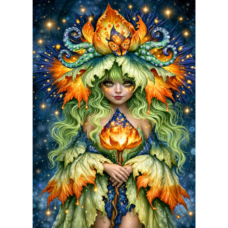 5D Diamond Painting – Blütenhüterin des Sternenlichts