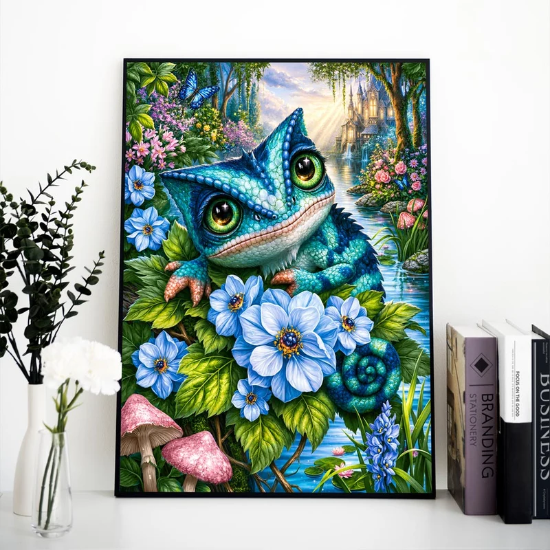 5D Diamond Painting – Zauberchamäleon am Märchensee