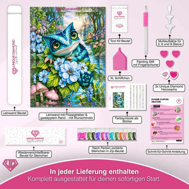 5D Diamond Painting – Zauberchamäleon am Märchensee