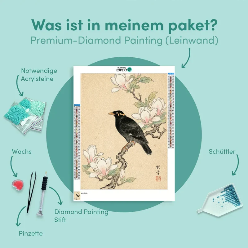 Diamond Painting Amsel bei Magnolie Japan