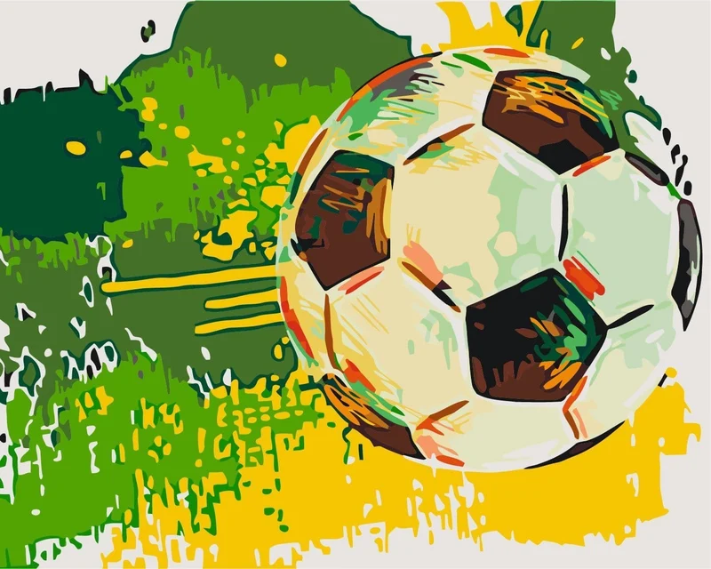 Malen nach Zahlen Fußball Grün Gelb