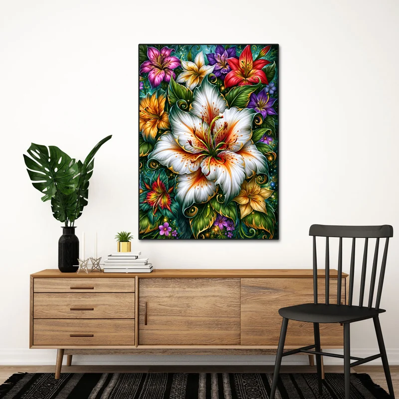 5D Diamond Painting – Lilienpracht im Zauberwald