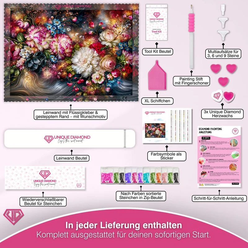 5D Diamond Painting – Blütenzauber der Sternennacht