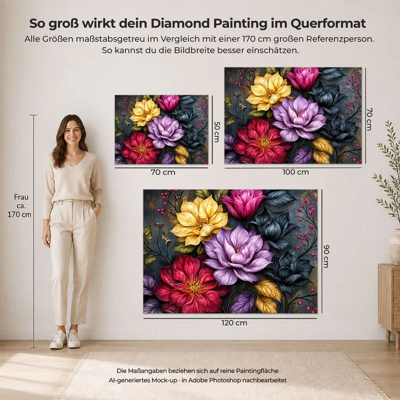 5D Diamond Painting – Blütenjuwelen der Mitternacht