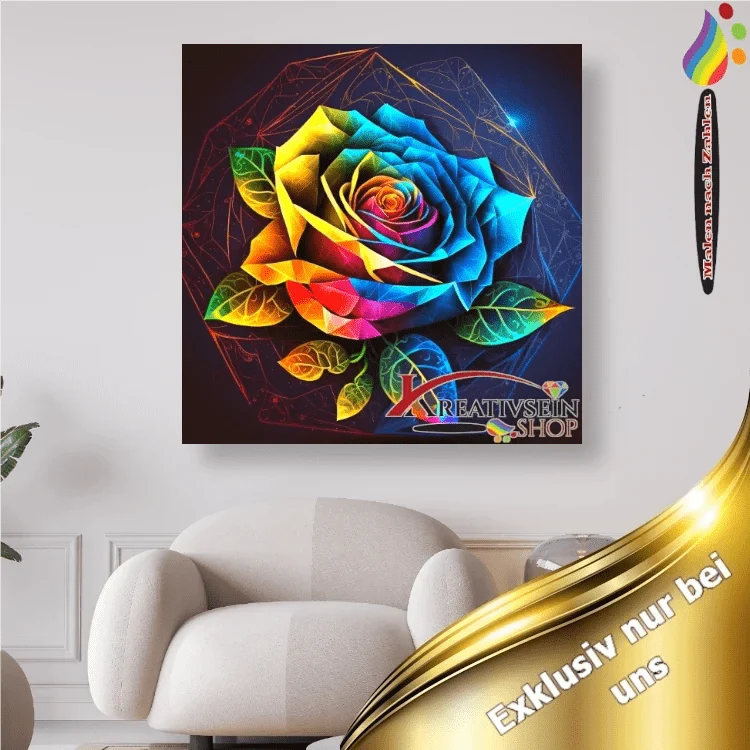 Bunte Rosenblüte - Malen nach Zahlen