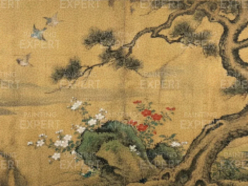 Diamond Painting Blüte unter der alten Kiefer Japan