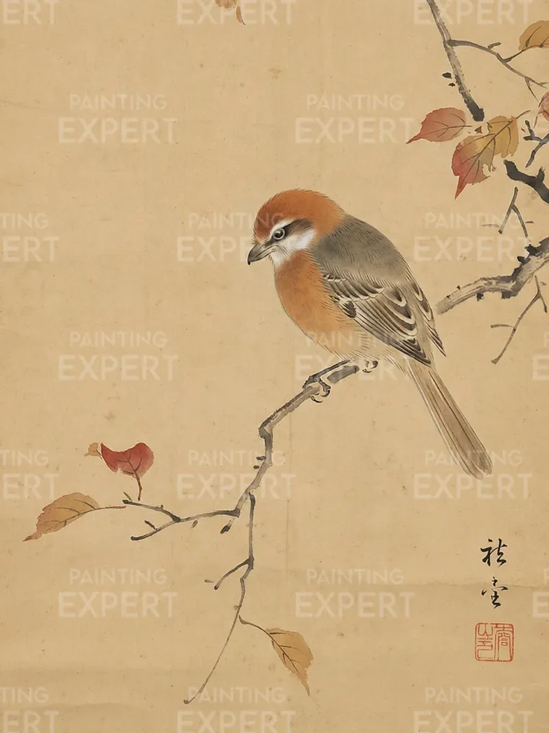 Malen nach Zahlen Vogel auf einem stillen Ast Japan