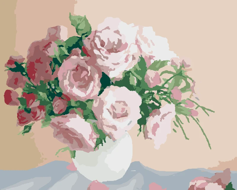 Diamond painting - ROSEN AUF ROSA HINTERGRUND