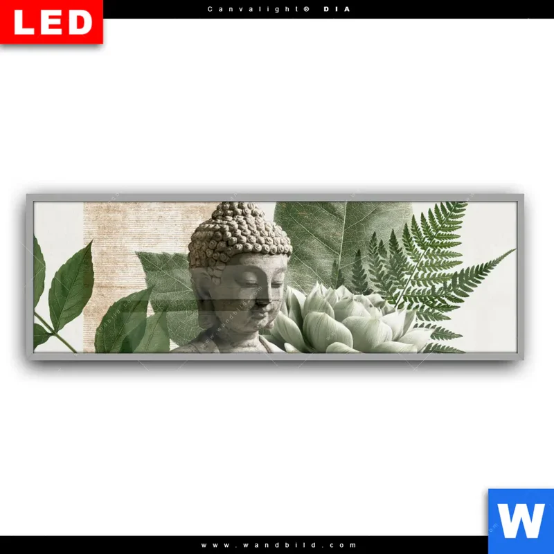 Leuchtbild Acrylglas Canvalight® DIA | Buddha zwischen Lotusblüten | Panorama