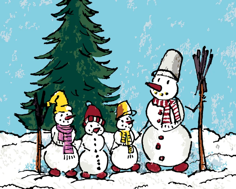 Diamond painting - SCHNEEMANN FAMILIE IM WALD