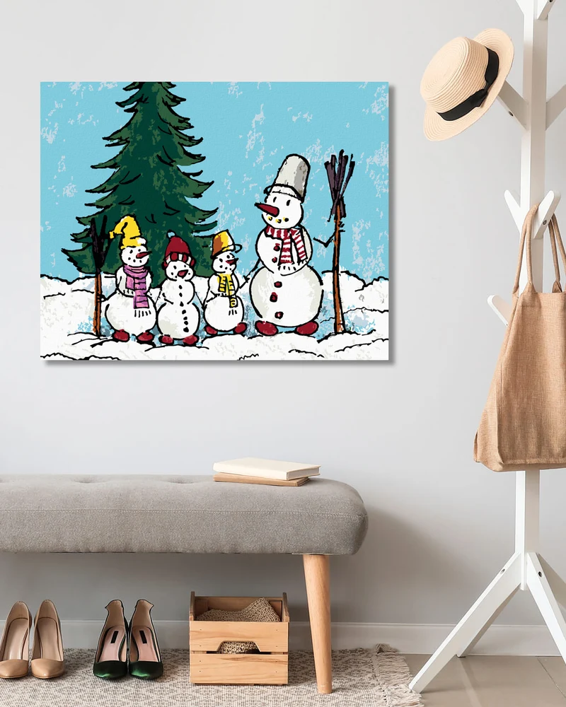 Diamond painting - SCHNEEMANN FAMILIE IM WALD