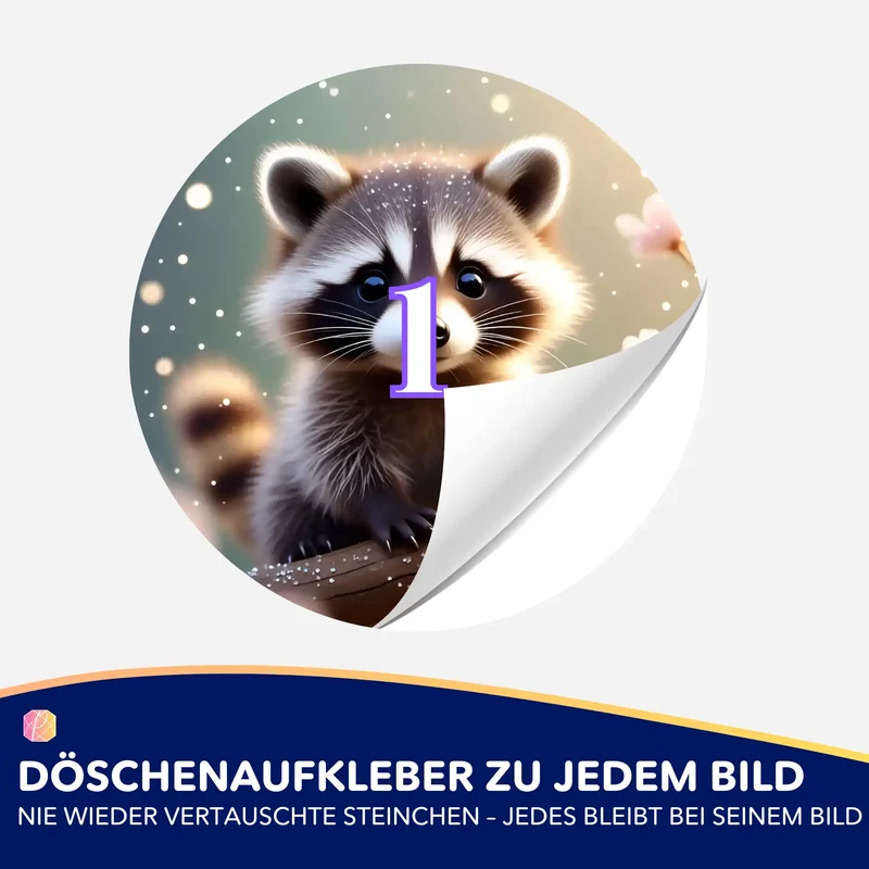 Döschenaufkleber - Waschbär Klettermax