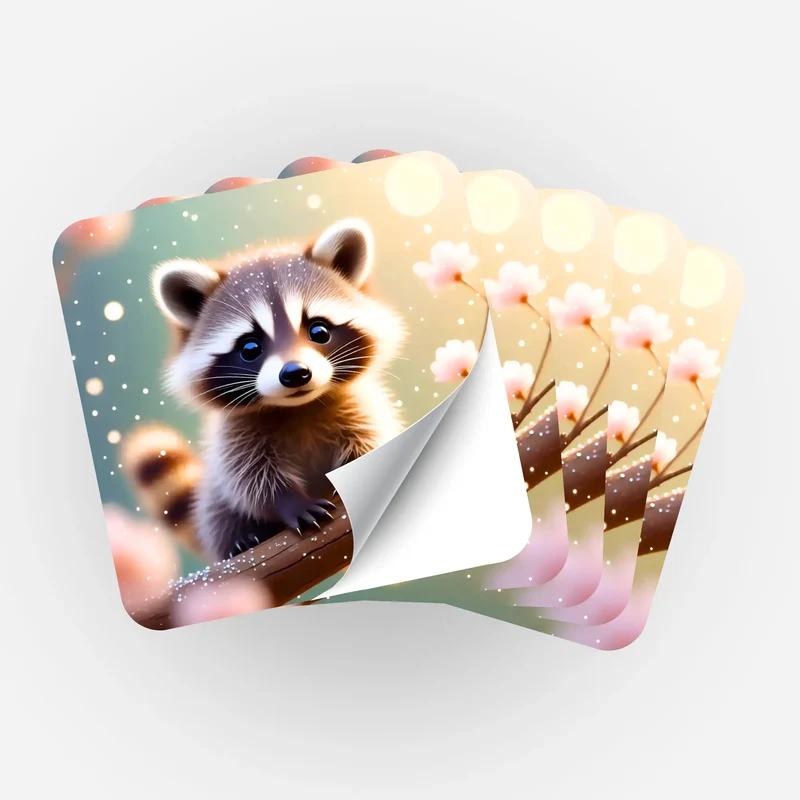 Aufkleber 5er-Set - Waschbär Klettermax