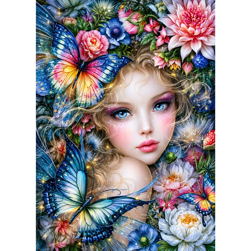 5D Diamond Painting – Blütenfee im Schmetterlingszauber