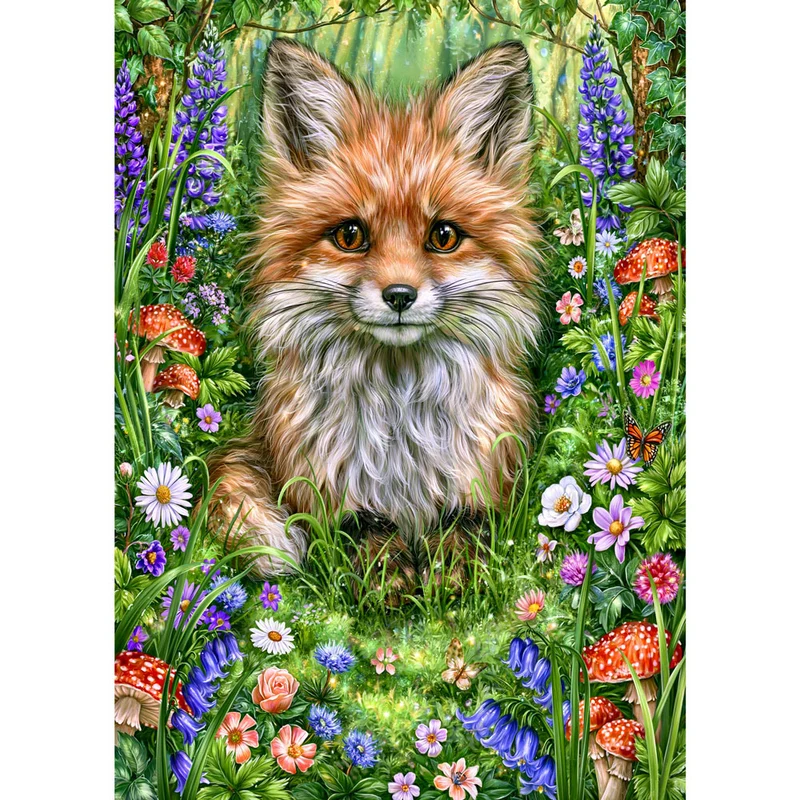 5D Diamond Painting – Zauberfuchs im Blütenwald