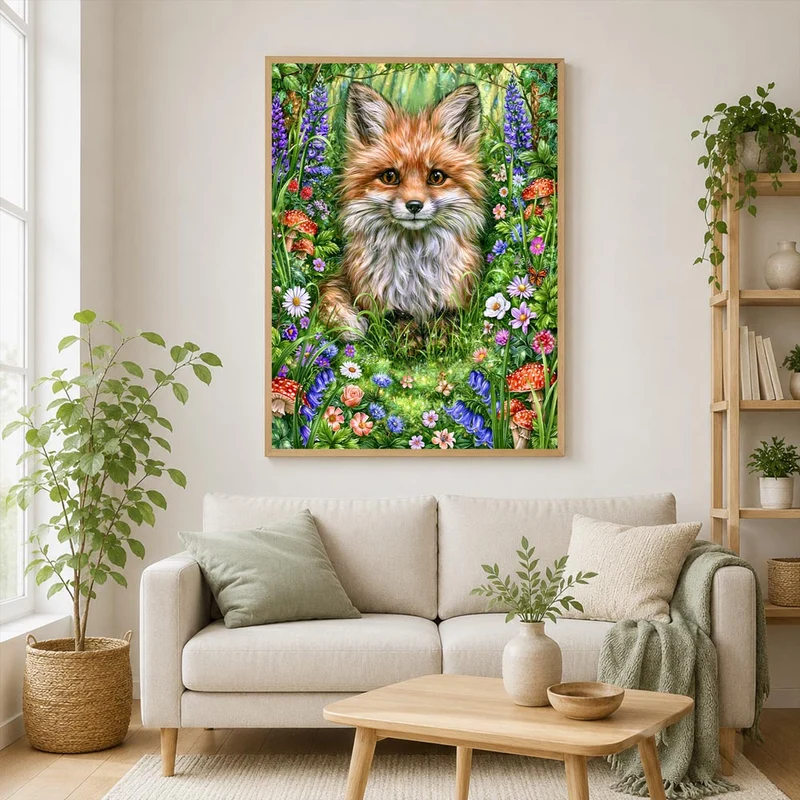 5D Diamond Painting – Zauberfuchs im Blütenwald