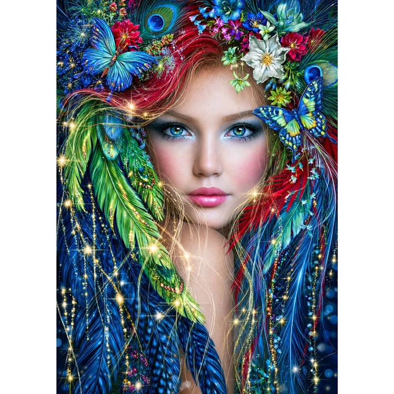 5D Diamond Painting – Elenya – Hüterin der Pfauenfedern