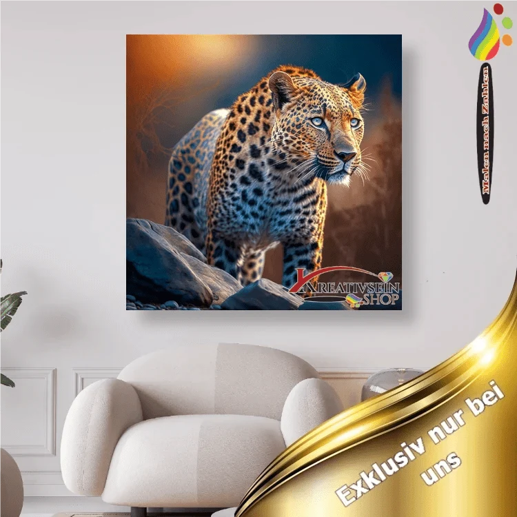 Leopard in Lauerstellung - Malen nach Zahlen