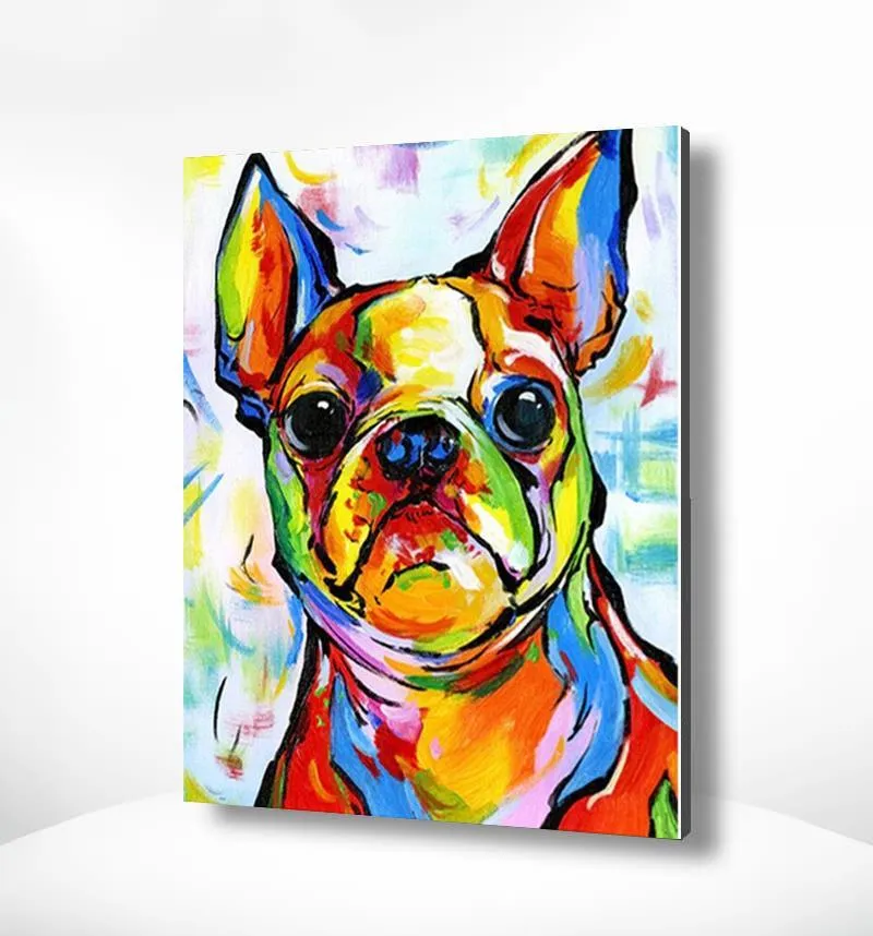 Malen nach Zahlen Bulldog Fröhliche Farben