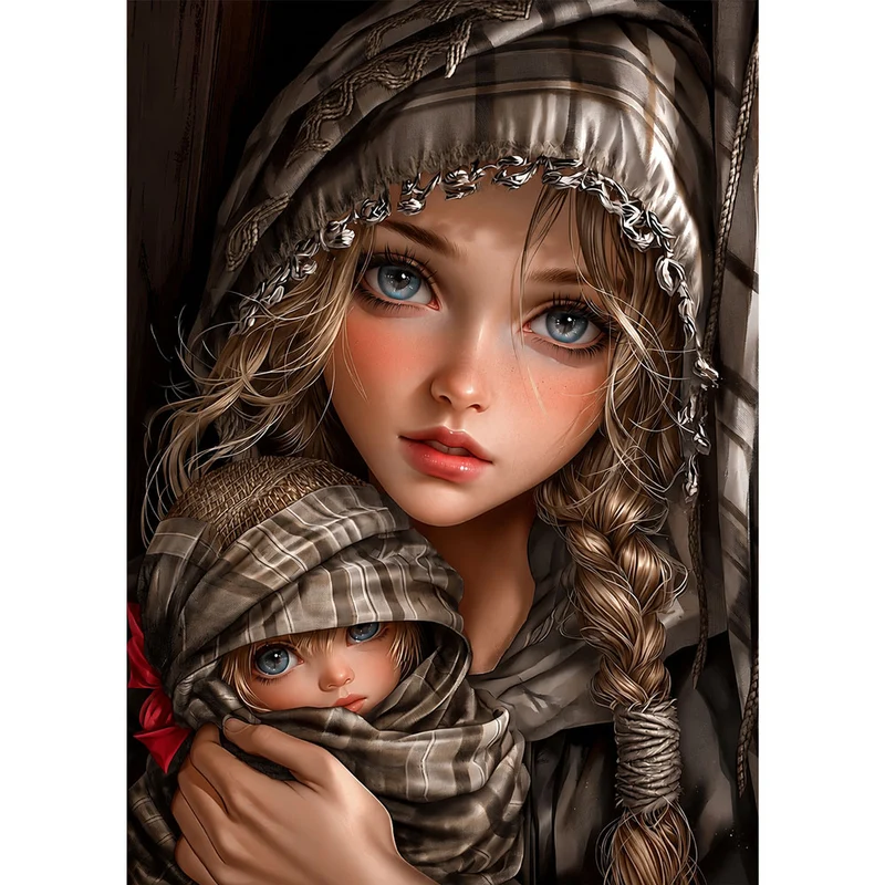 5D Diamond Painting – Emilia & Liora – Geborgenheit im Morgengrauen