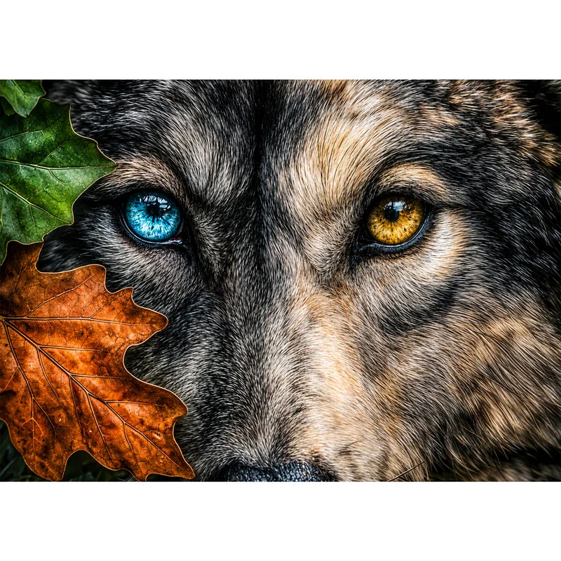 5D Diamond Painting - Wolfsblick der Elemente