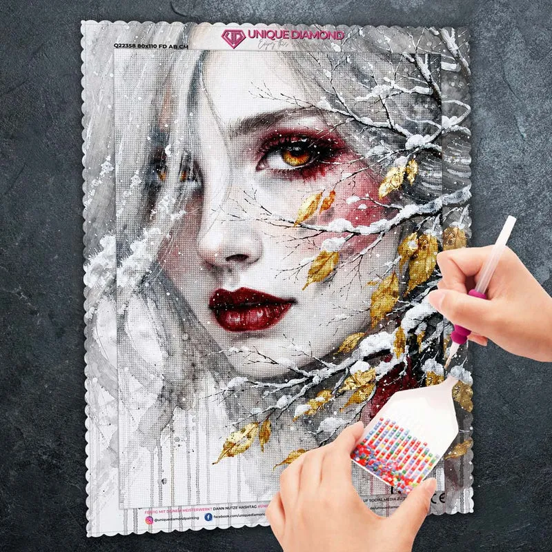 5D Diamond Painting – Wintergeist der Goldenen Blätter