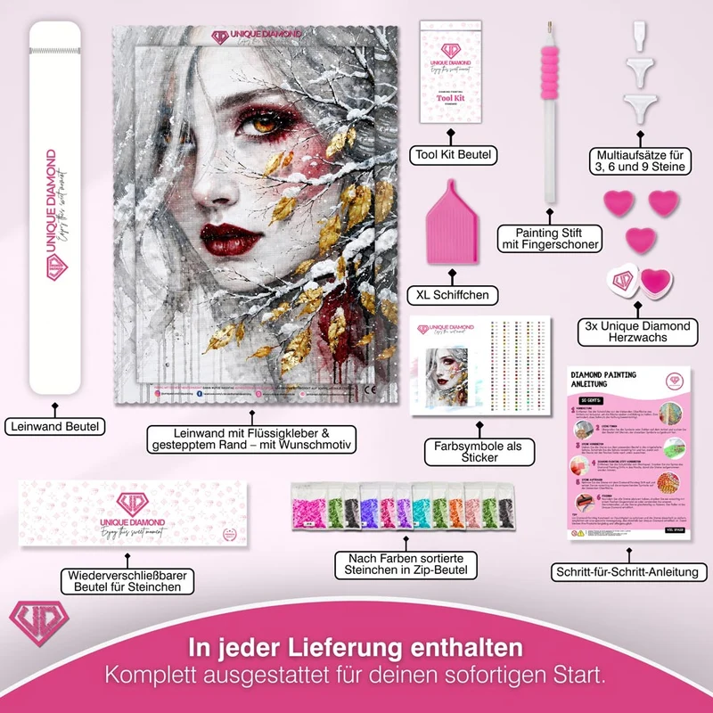 5D Diamond Painting – Wintergeist der Goldenen Blätter