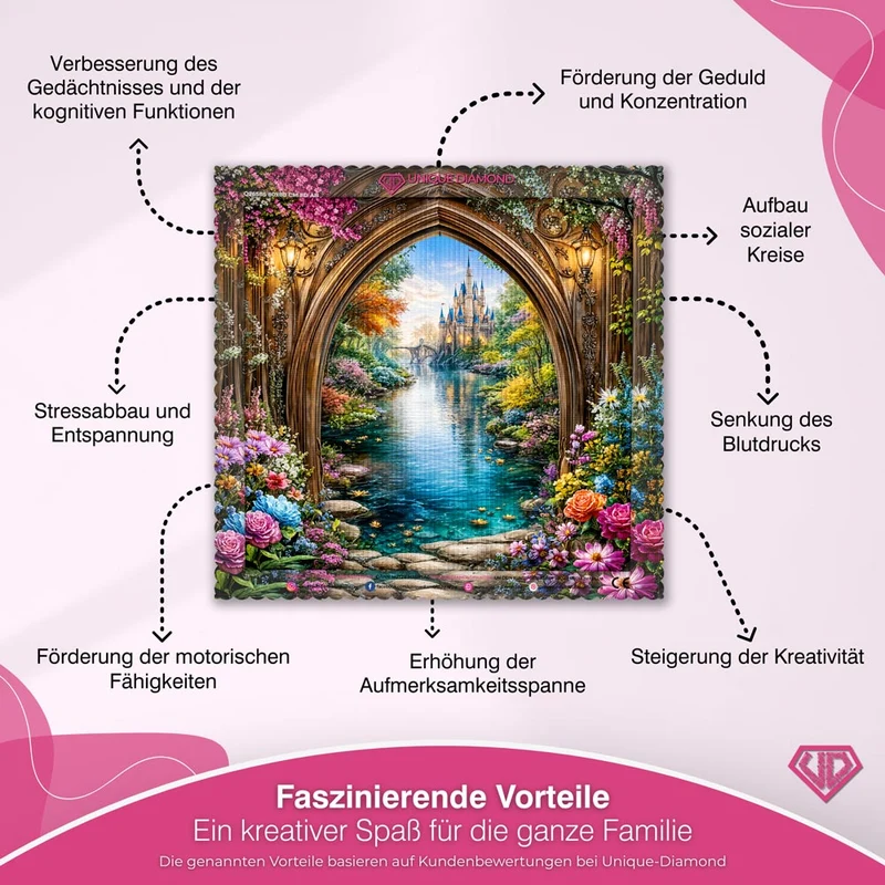 5D Diamond Painting – Zauberschloss am Kristallfluss
