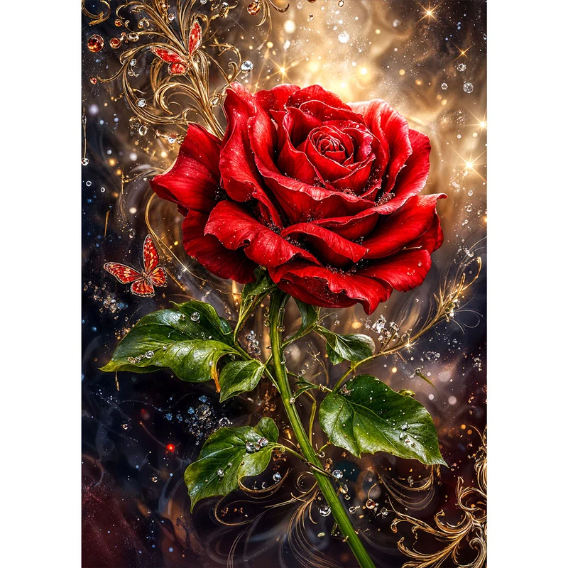 5D Diamond Painting – Magische Rubinrose