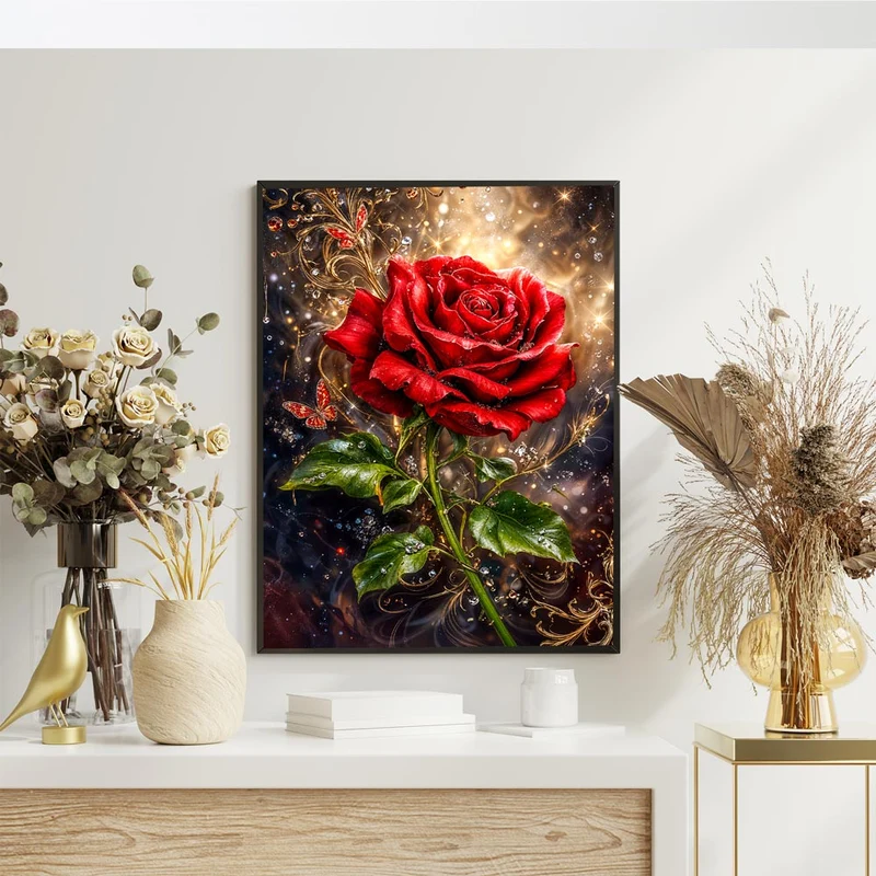 5D Diamond Painting – Magische Rubinrose