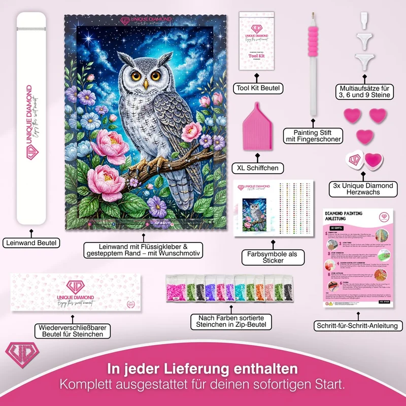 5D Diamond Painting – Eule unter dem Sternenhimmel