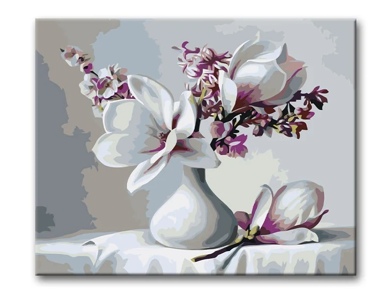 Malen nach Zahlen Weiße Blumen in einer Vase