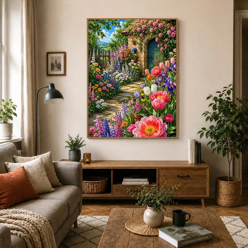 5D Diamond Painting – Blütenzauber am Gartenhaus