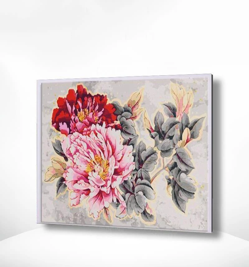 Malen nach Zahlen Rot und Rosa Blumen