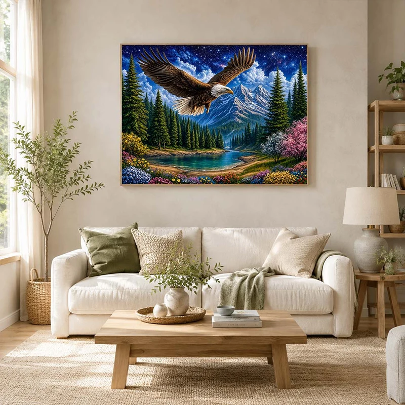 5D Diamond Painting – Adlerflug unter Sternenhimmel