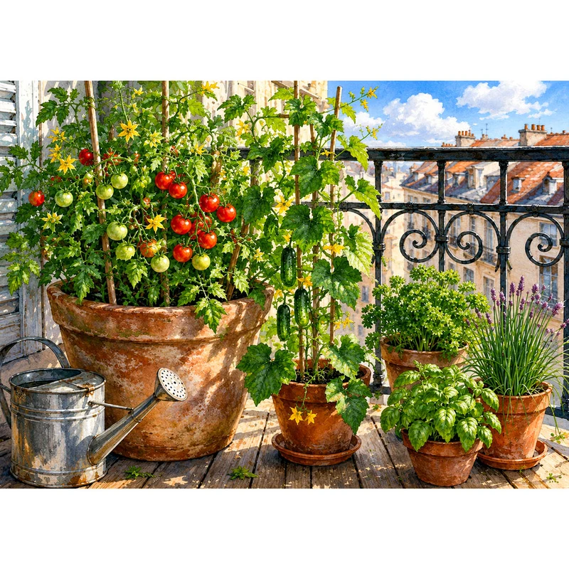 5D Diamond Painting – Mediterraner Balkongarten