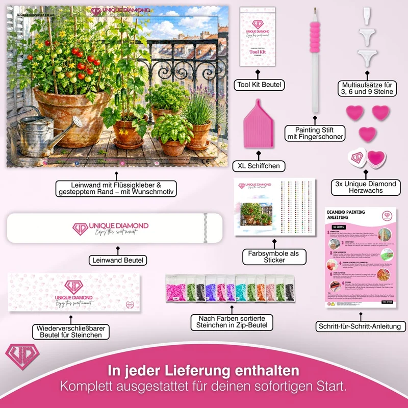 5D Diamond Painting – Mediterraner Balkongarten