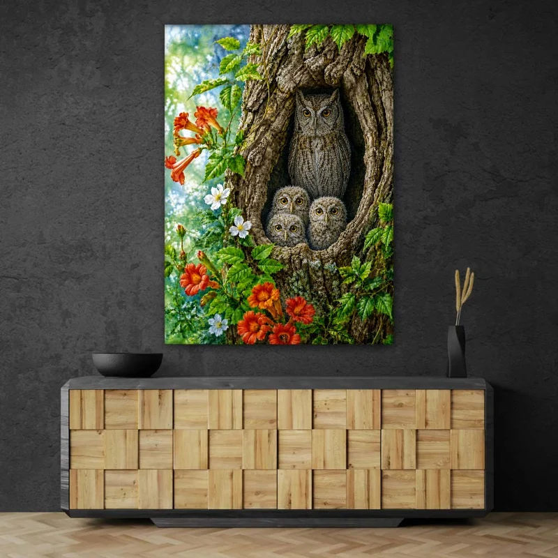 5D Diamond Painting – Kardinal im Blütenwald