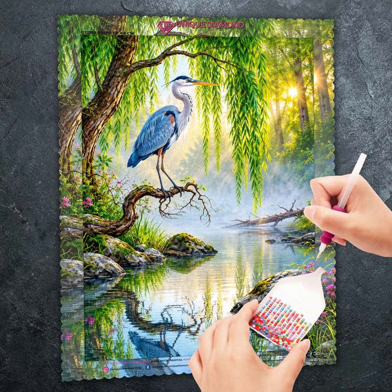5D Diamond Painting – Reiher am Morgennebel