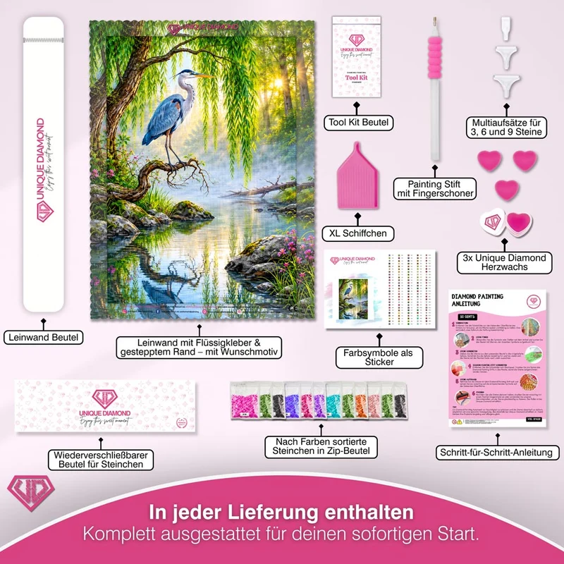 5D Diamond Painting – Reiher am Morgennebel