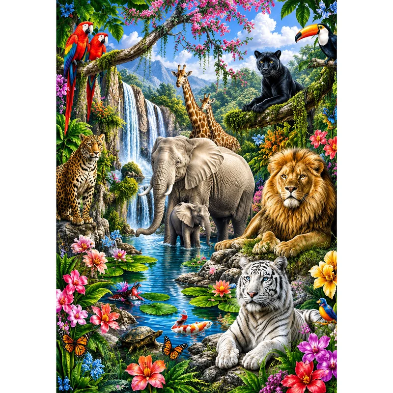 5D Diamond Painting – Paradies der Wildtiere