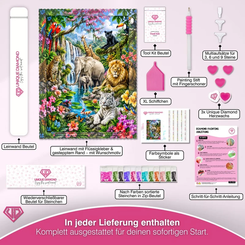 5D Diamond Painting – Paradies der Wildtiere