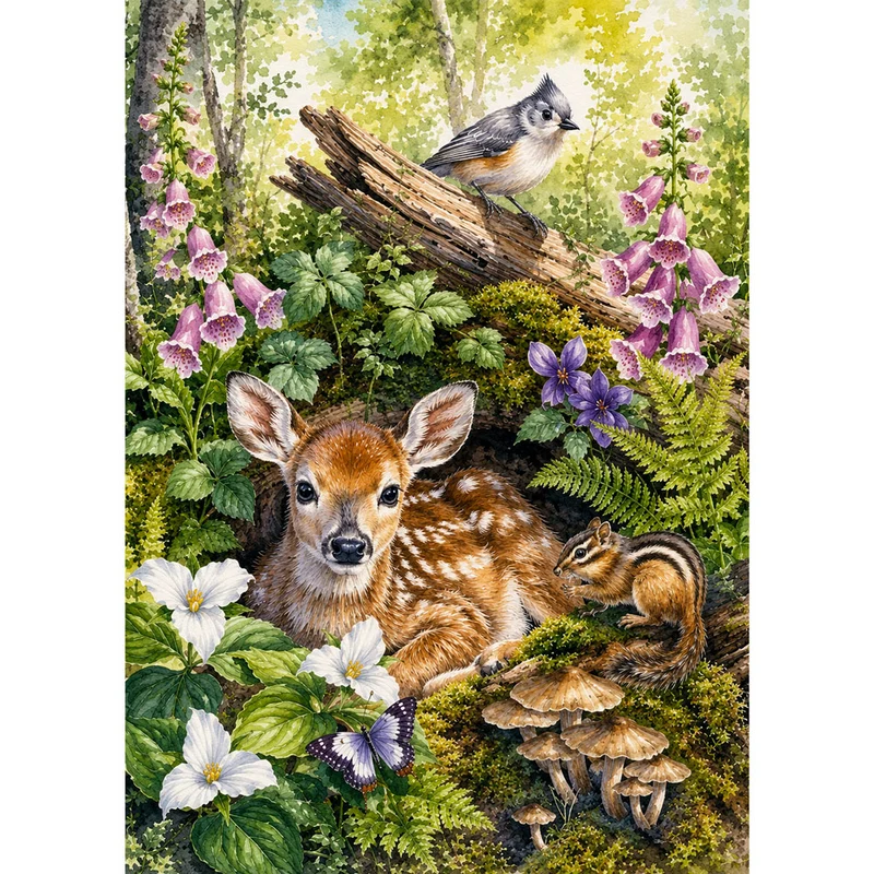 5D Diamond Painting – Waldlicht der Frühlingsruhe