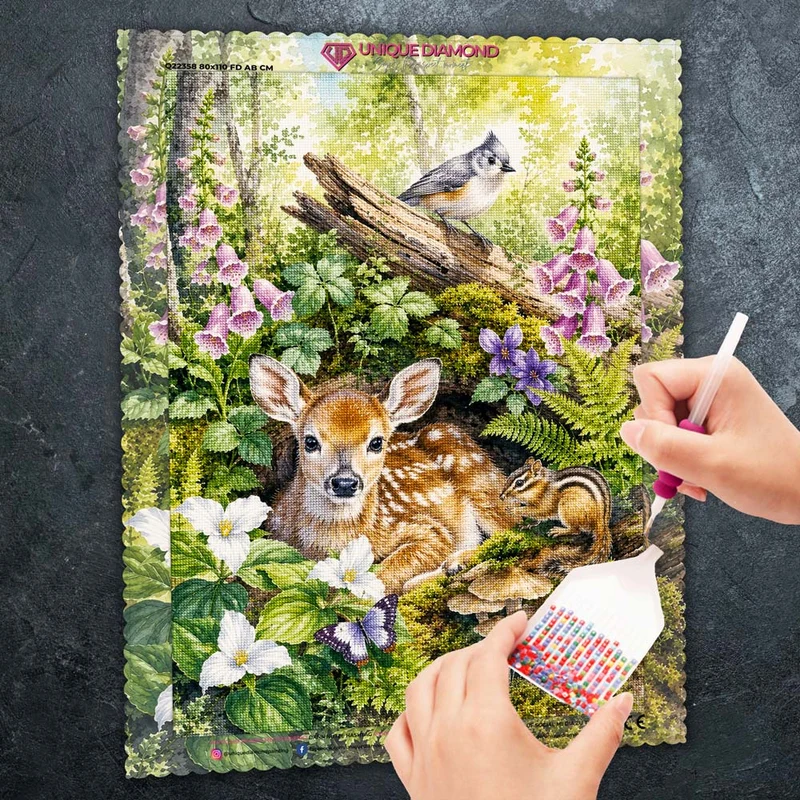 5D Diamond Painting – Waldlicht der Frühlingsruhe
