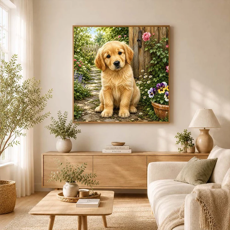 5D Diamond Painting – Goldpfötchens Gartenglück