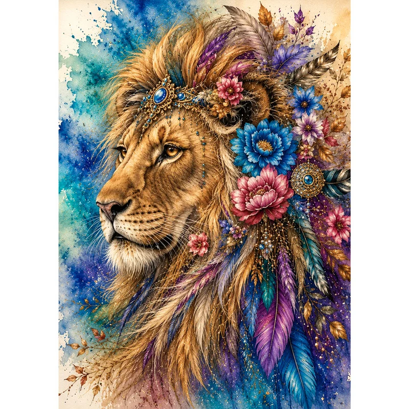 5D Diamond Painting – Löwe der Federkrone