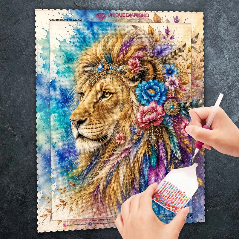 5D Diamond Painting – Löwe der Federkrone